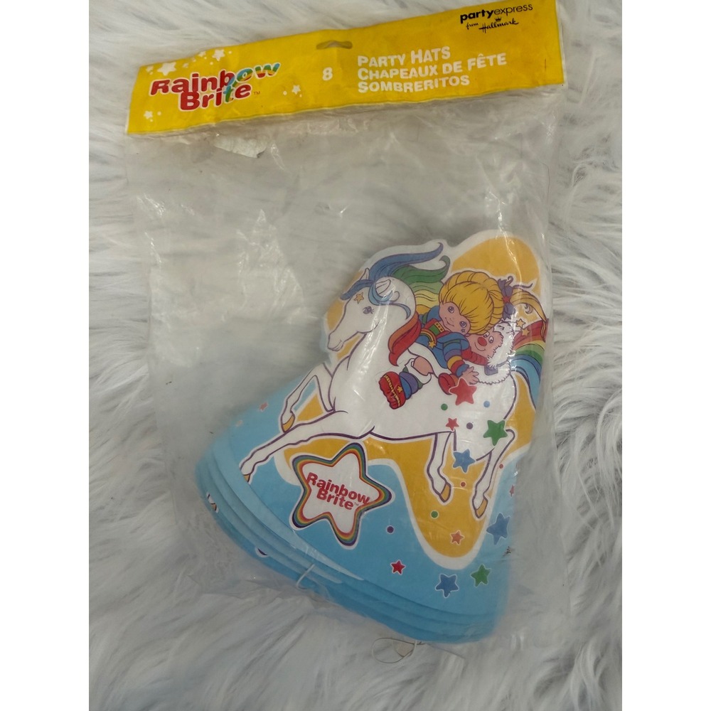 Vintage Rainbow Brite Party Hats 8 Count Hallmark Party Express 1980s Sealed